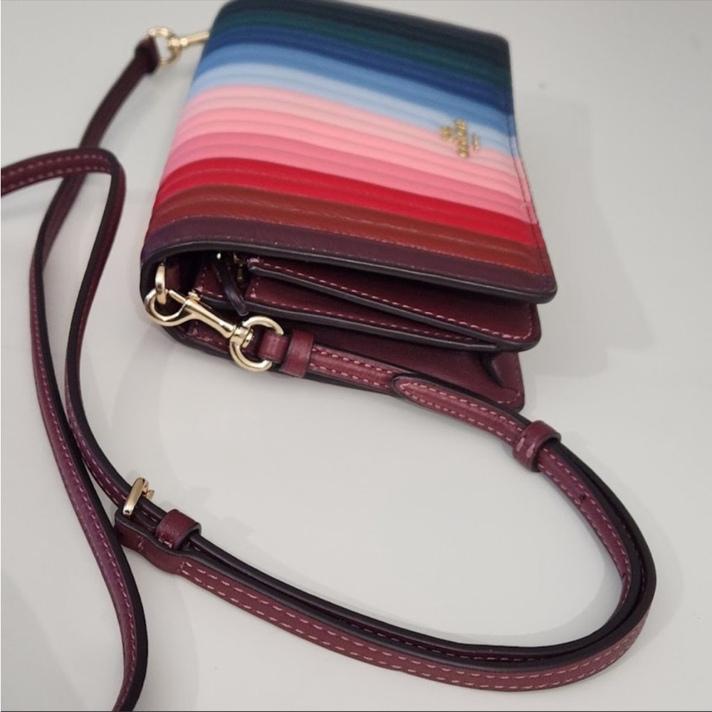 Coach anna fold over crossbody clutch bag rainbow - Picture 3 of 8